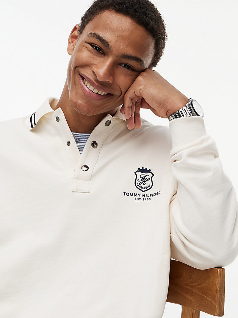 Erkek Country Club Rugby Sweatshirt Beyaz MW0MW42490Z00