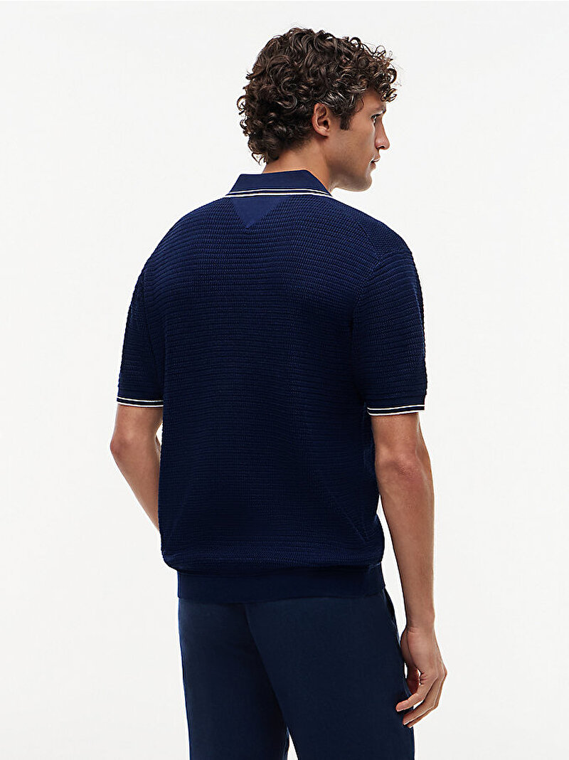 Erkek Medium Texture Polo T-shirt Lacivert MW0MW42682DCA