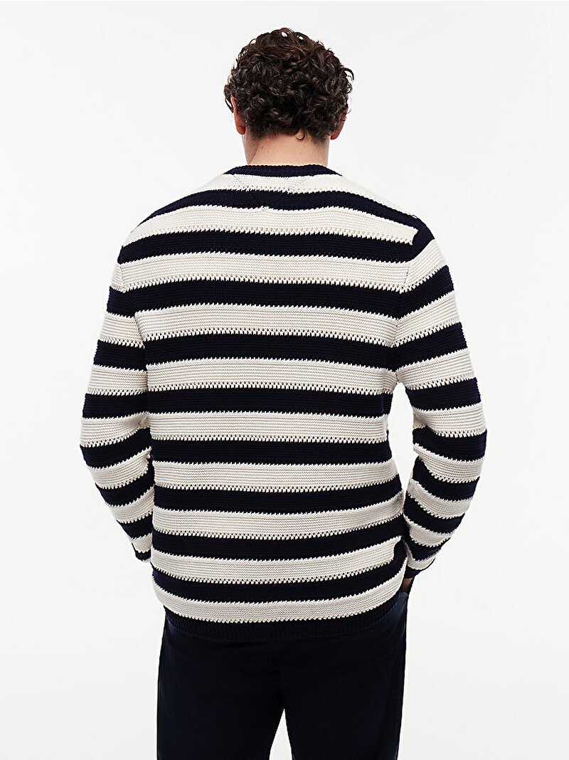 Erkek Crochet Block Stripe Kazak Lacivert MW0MW427860A4