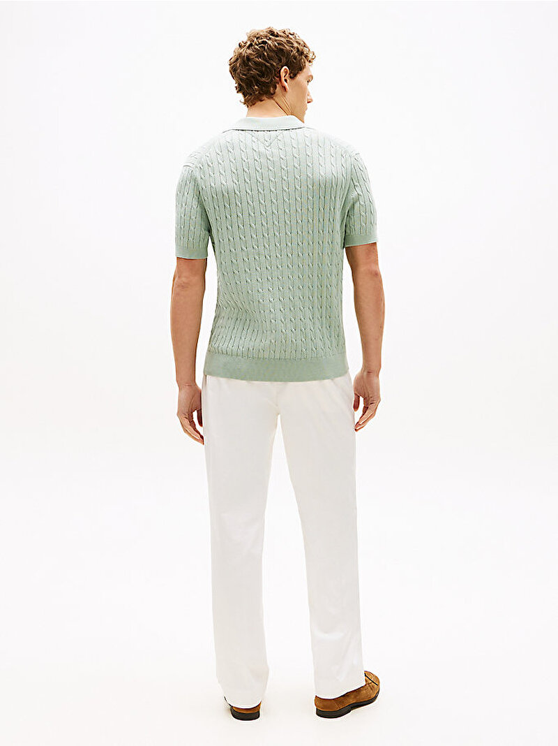 Erkek Cable Kısa Kollu Kazak Gri MW0MW42788PM3