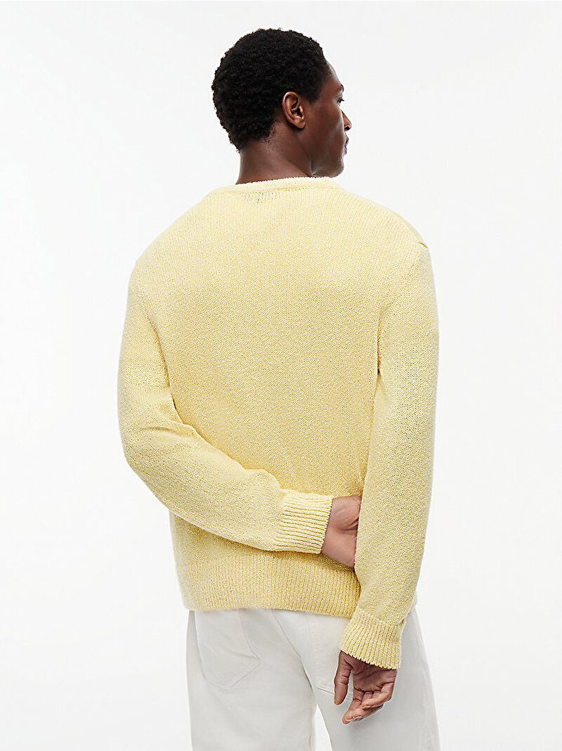Erkek Two Tone Boucle Crew Kazak Sarı MW0MW42812ZF0