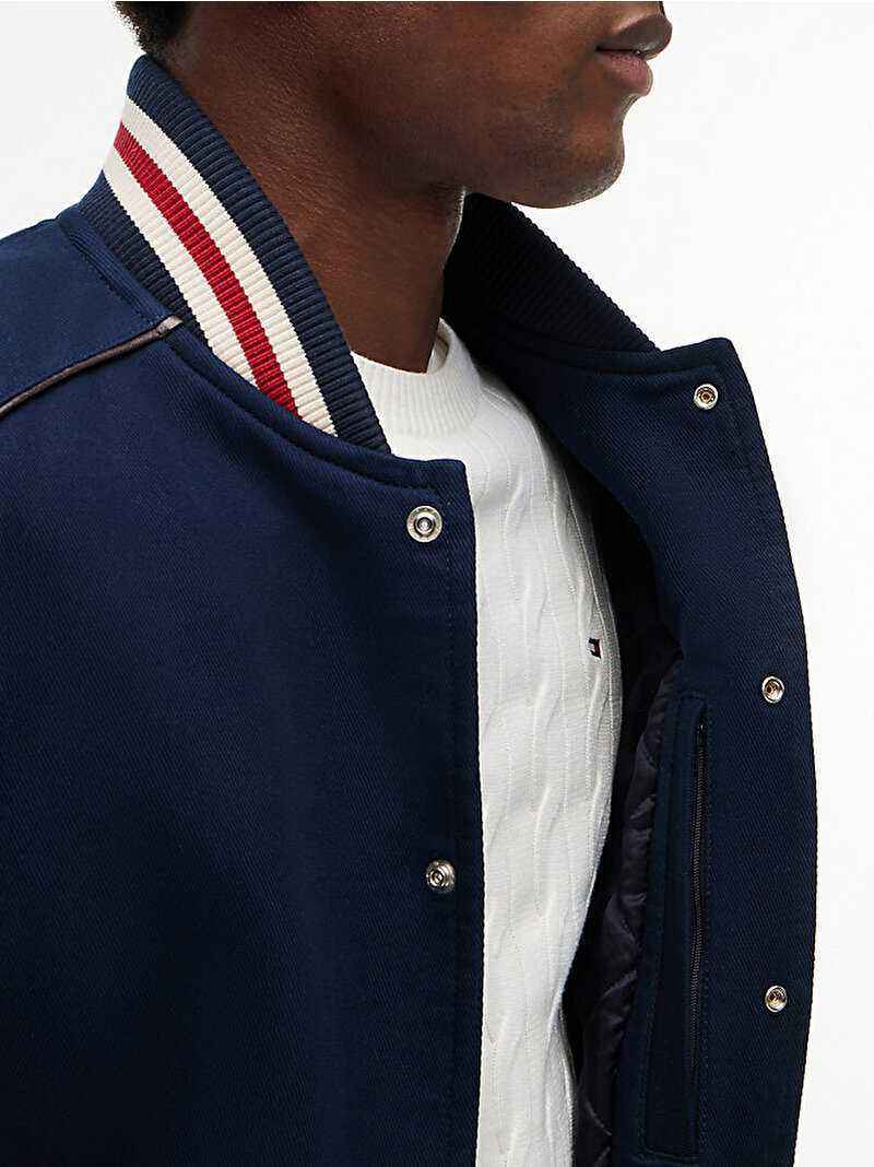 Erkek Leather Varsity Ceket Lacivert MW0MW42919DCC