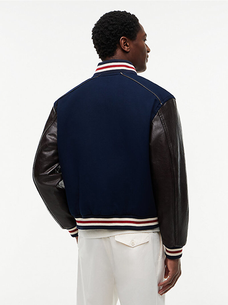Erkek Leather Varsity Ceket Lacivert MW0MW42919DCC