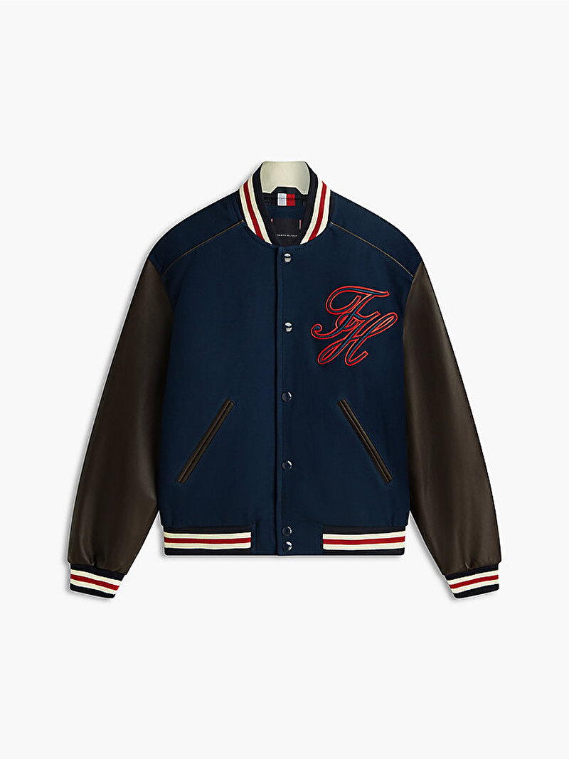 Erkek Leather Varsity Ceket Lacivert MW0MW42919DCC