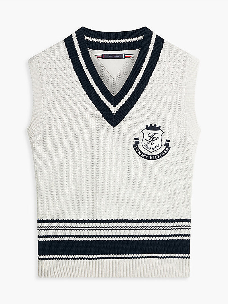 Erkek Athleisure V Neck Kazak Beyaz MW0MW42921Z00