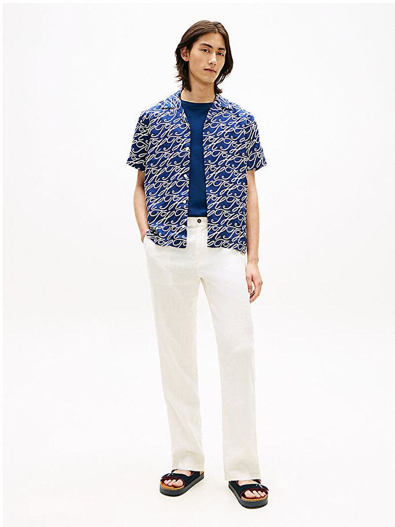 Erkek Linen Camp Collar Gömlek Çok renkli MW0MW429870GY