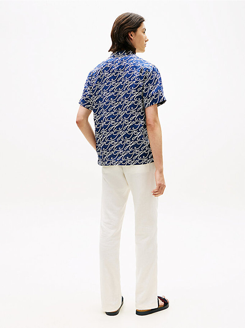 Erkek Linen Camp Collar Gömlek Çok renkli MW0MW429870GY