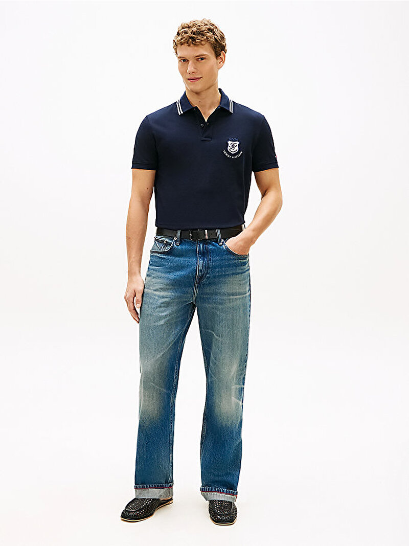 Erkek Pique Badge Regular Polo T-shirt Lacivert MW0MW43061DW5