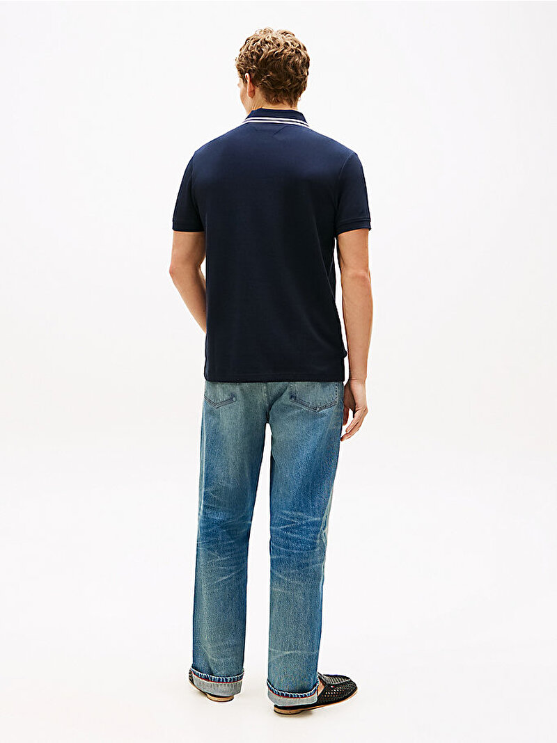 Erkek Pique Badge Regular Polo T-shirt Lacivert MW0MW43061DW5