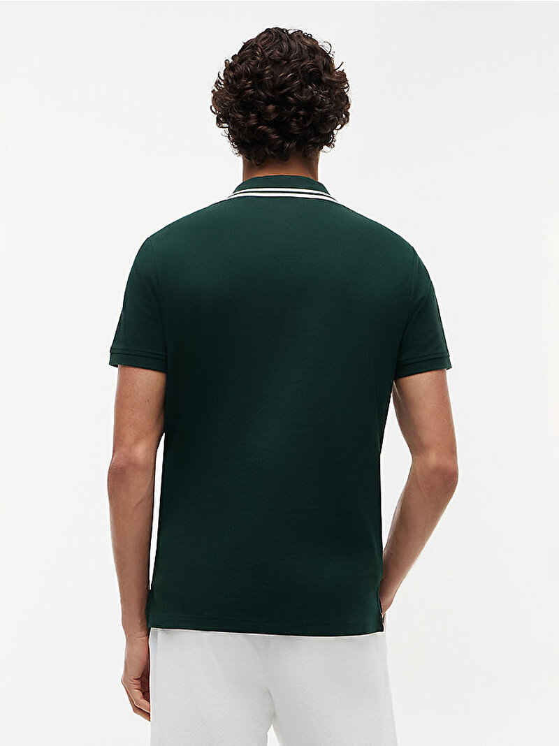Erkek Pique Badge Regular Polo T-shirt Yeşil MW0MW43061MBN