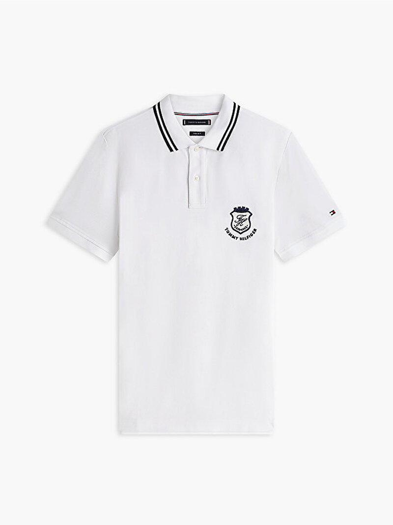Erkek Pique Badge Regular Polo T-shirt Beyaz MW0MW43061YBR
