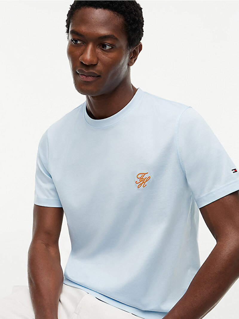 Erkek Monogram Swim T-shirt Mavi MW0MW43066CYR