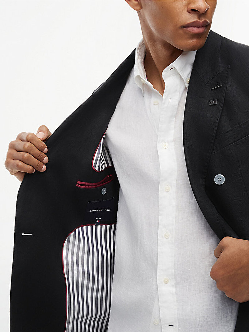 Erkek Linen Blazer Siyah MW0MW43083BDS
