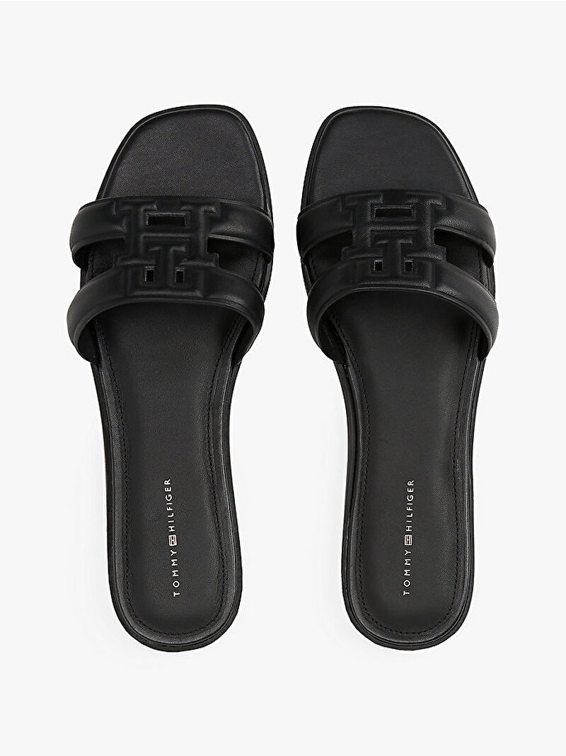 Kadın TH Logo Strap Mule Terlik Siyah FW0FW08671BDS