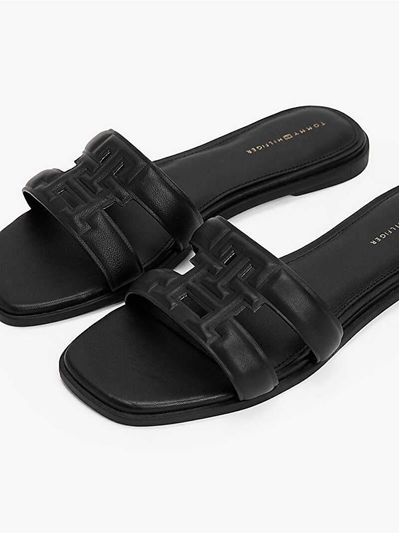 Kadın TH Logo Strap Mule Terlik Siyah FW0FW08671BDS