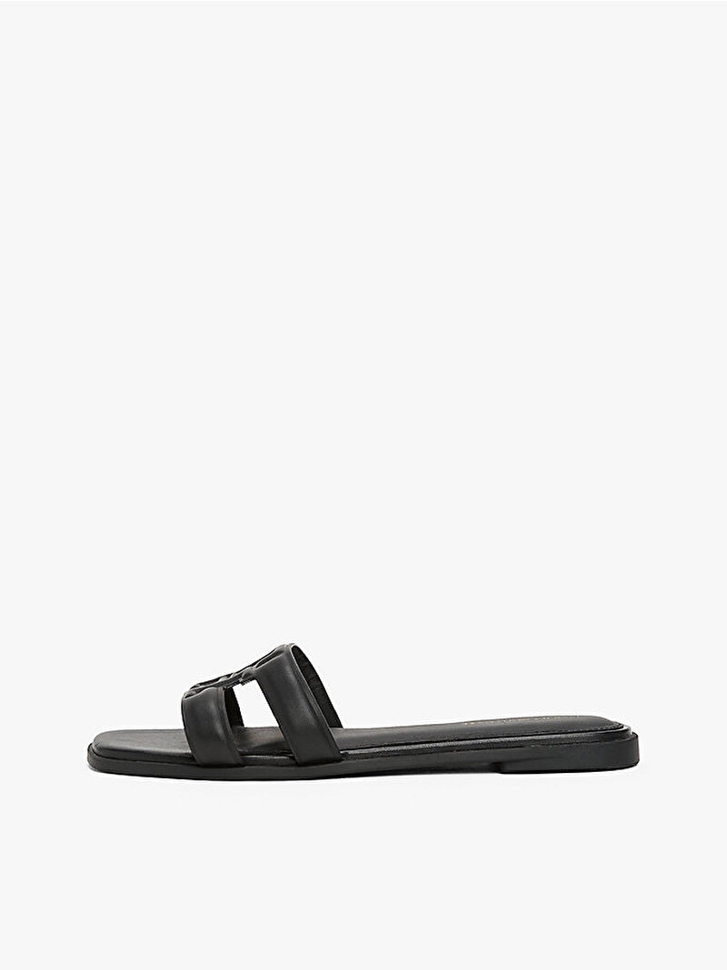 Kadın TH Logo Strap Mule Terlik Siyah FW0FW08671BDS