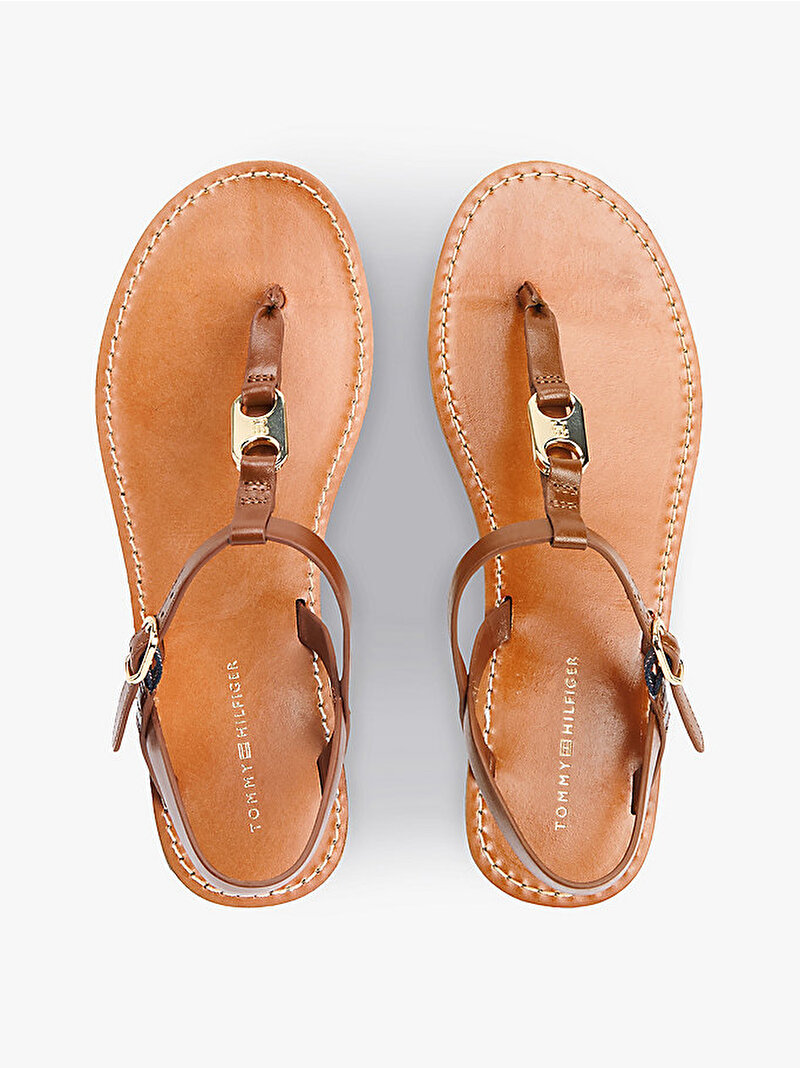 Kadın Leather Tanga Sandalet Kahverengi FW0FW09127GP4