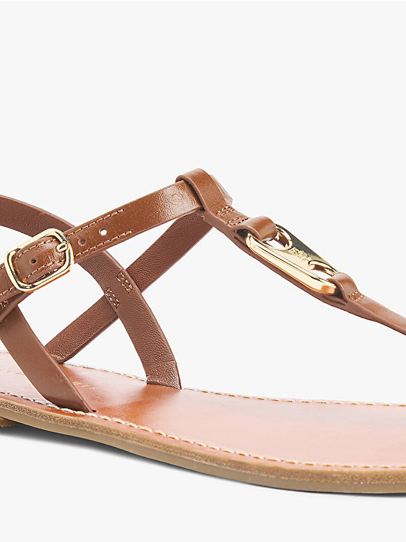 Kadın Leather Tanga Sandalet Kahverengi FW0FW09127GP4