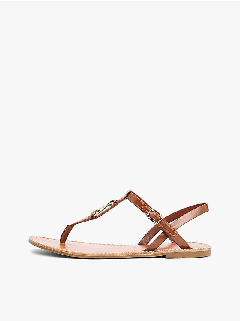 Kadın Leather Tanga Sandalet Kahverengi FW0FW09127GP4