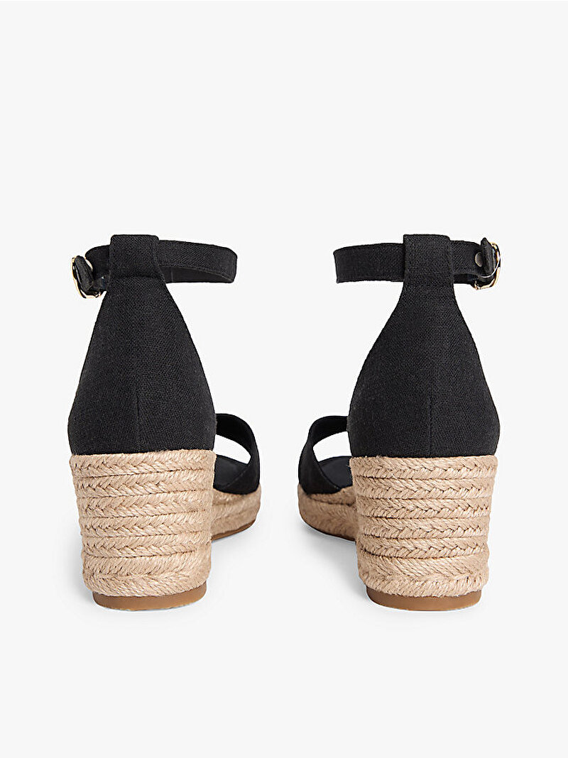 Kadın Mid Wedge Espadril Topuklu Ayakkabı Siyah FW0FW09332BDS
