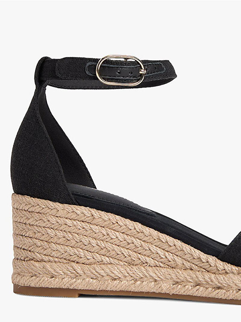 Kadın Mid Wedge Espadril Topuklu Ayakkabı Siyah FW0FW09332BDS
