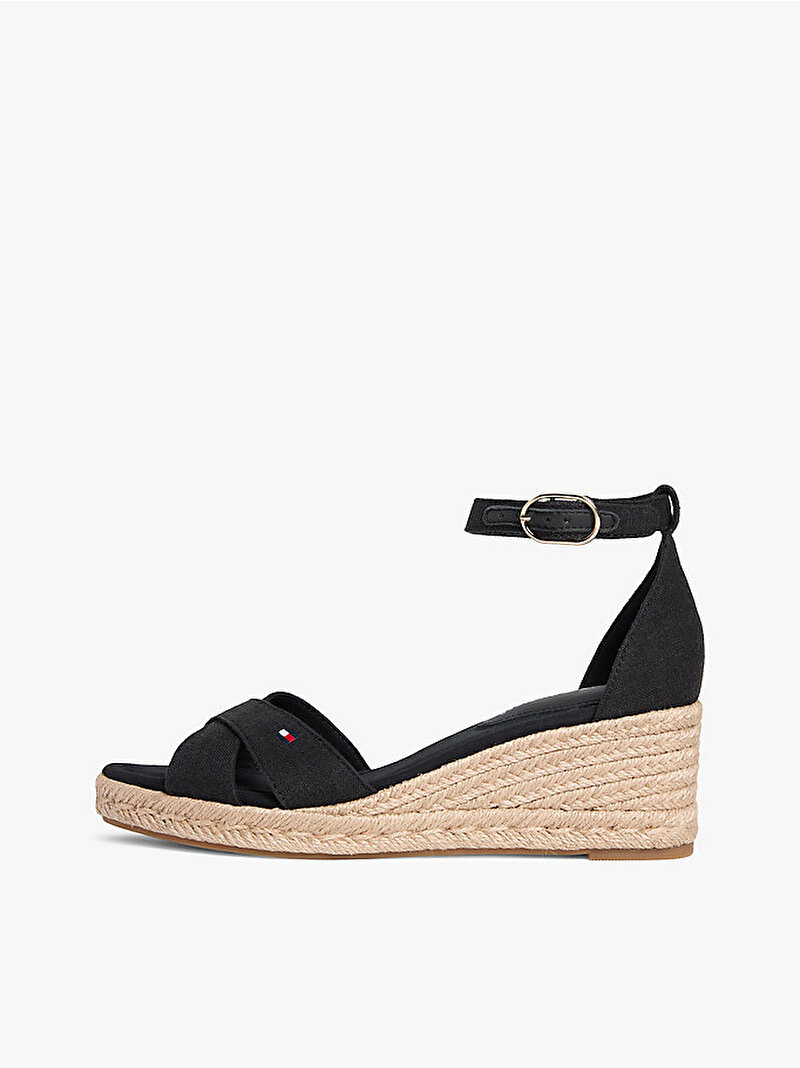 Kadın Mid Wedge Espadril Topuklu Ayakkabı Siyah FW0FW09332BDS