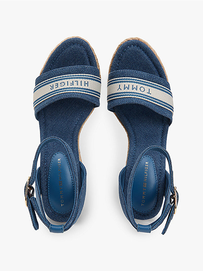 Kadın High Wedge Espadril Topuklu Ayakkabı Mavi FW0FW093421CD