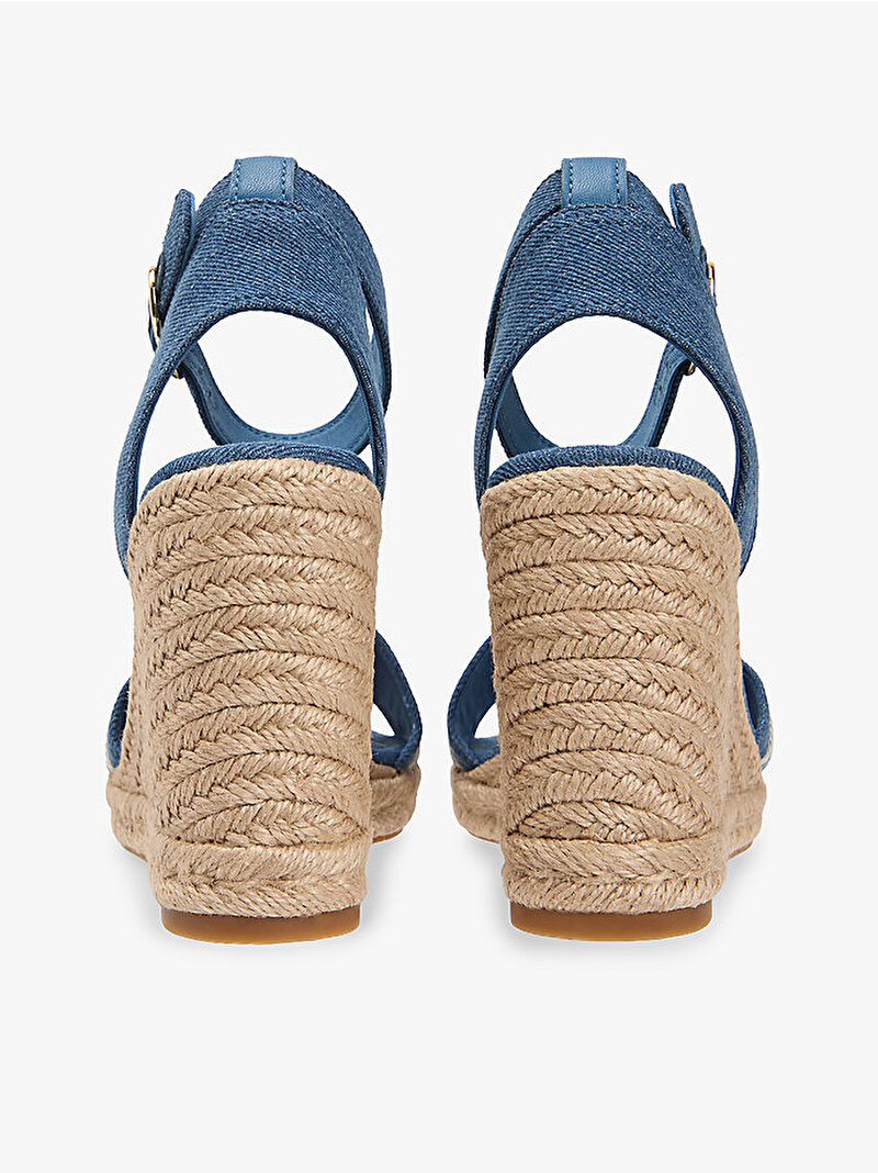 Kadın High Wedge Espadril Topuklu Ayakkabı Mavi FW0FW093421CD