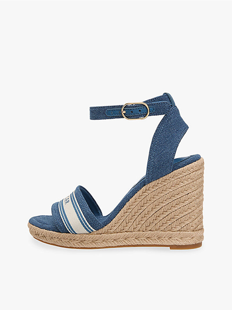 Kadın High Wedge Espadril Topuklu Ayakkabı Mavi FW0FW093421CD