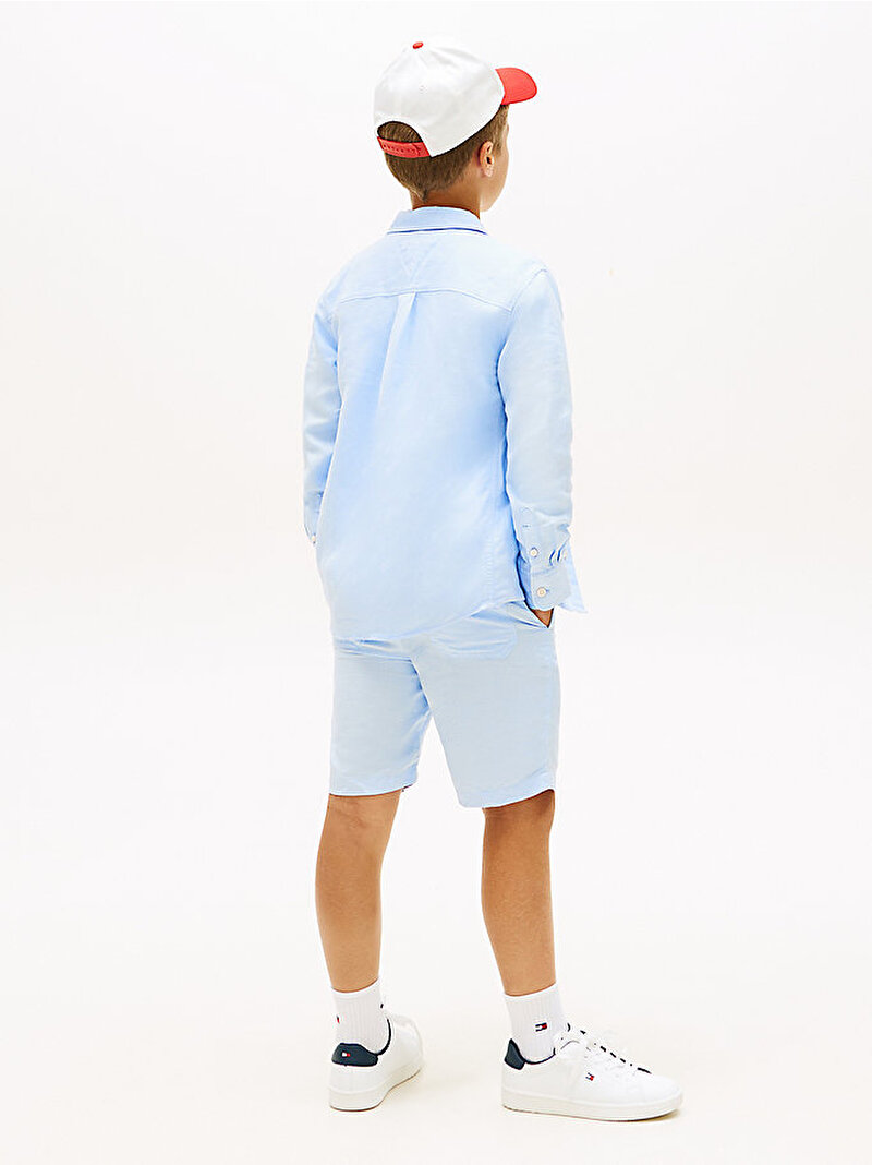 Erkek Çocuk Linen Blend Relaxed Gömlek Mavi KB0KB09550C3Q