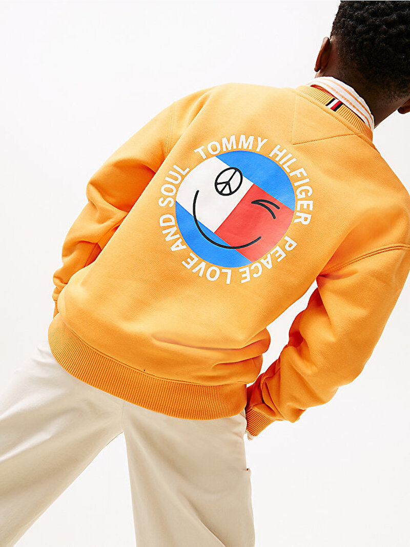 Erkek Çocuk Fun Flag Graphic Sweatshirt Turuncu KB0KB10258SD2
