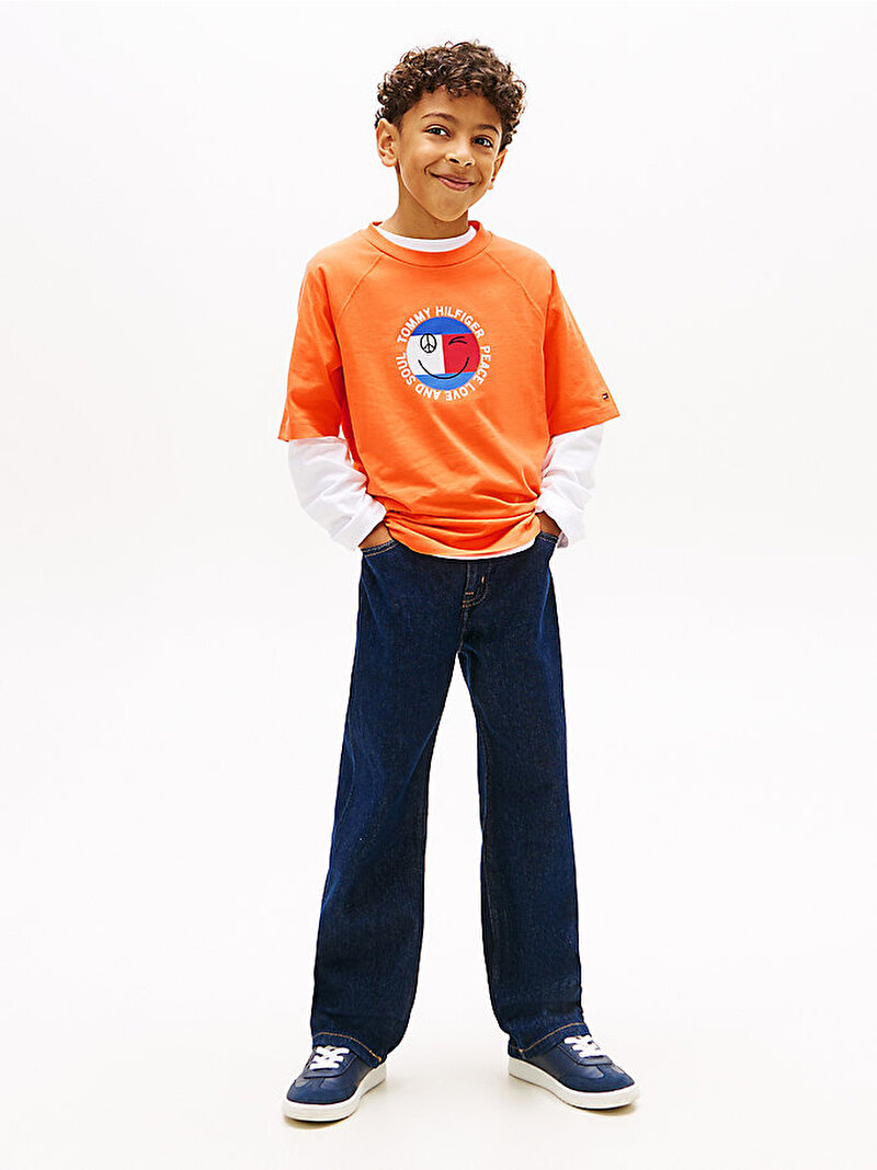 Erkek Çocuk Fun Flag Graphic T-shirt Turuncu KB0KB10269SD2