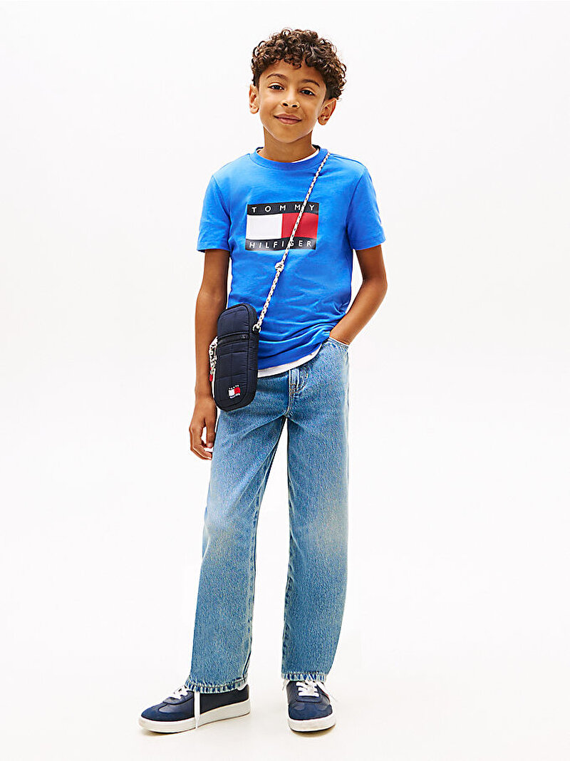 Erkek Çocuk Wavy Flag T-shirt Mavi KB0KB10275C6H