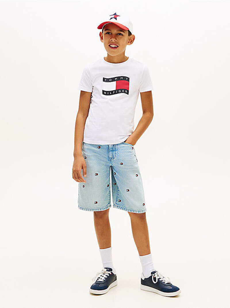 Erkek Çocuk Wavy Flag T-shirt Beyaz KB0KB10275YBR