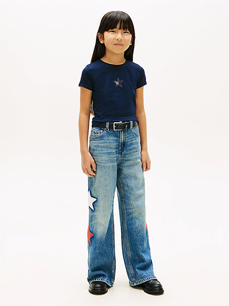 Kız Çocuk Star Flag T-shirt Lacivert KG0KG09097C1G