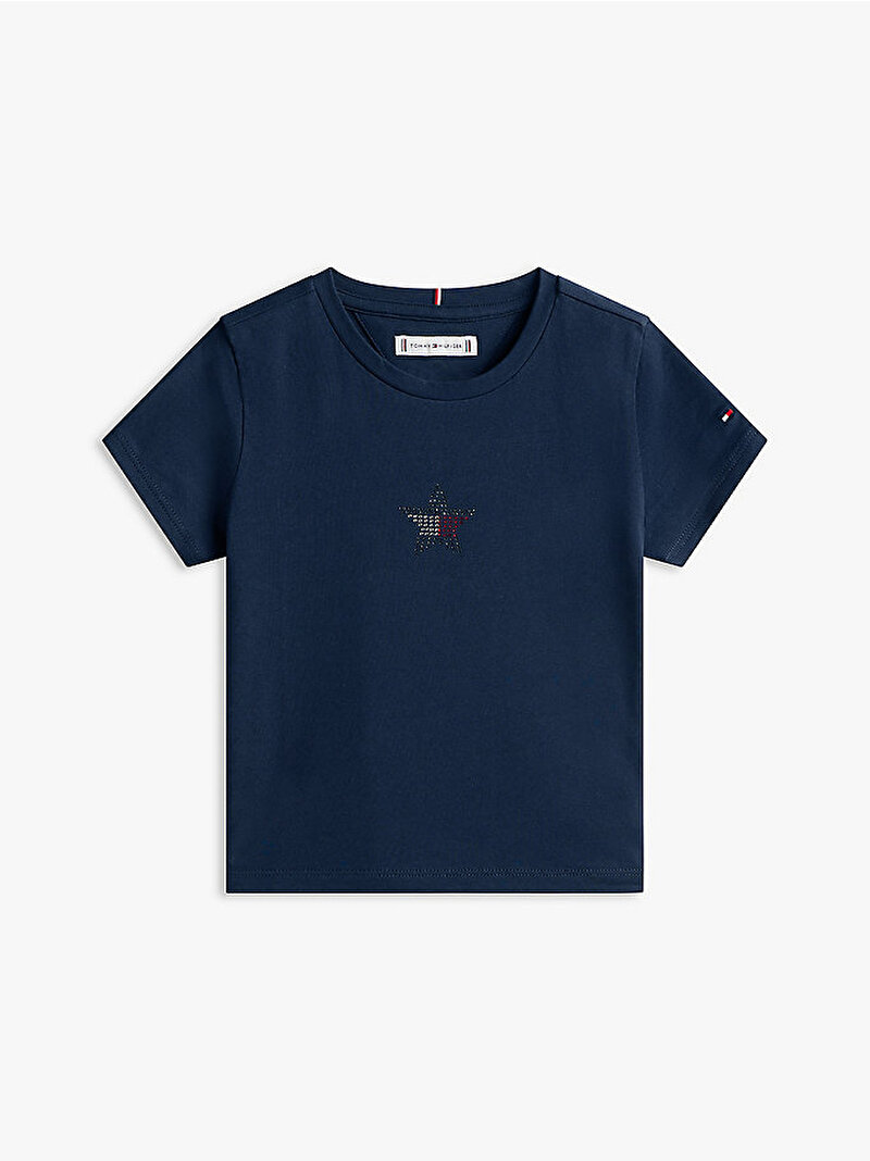 Kız Çocuk Star Flag T-shirt Lacivert KG0KG09097C1G
