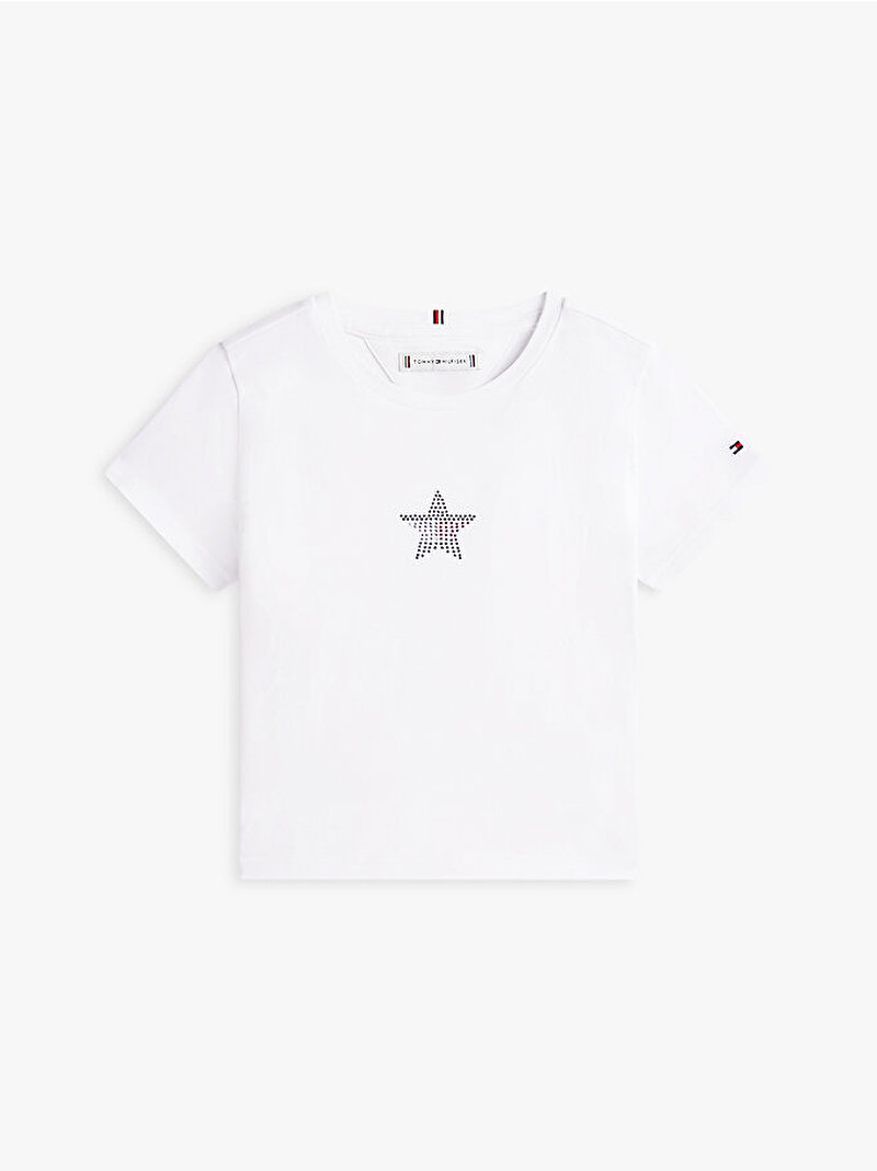 Kız Çocuk Star Flag T-shirt Beyaz KG0KG09097YBR