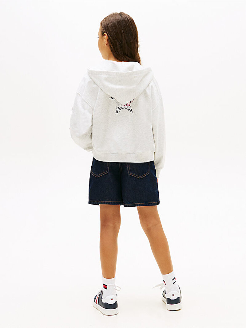 Kız Çocuk Star Zip Through Hoodie Gri KG0KG09129P09