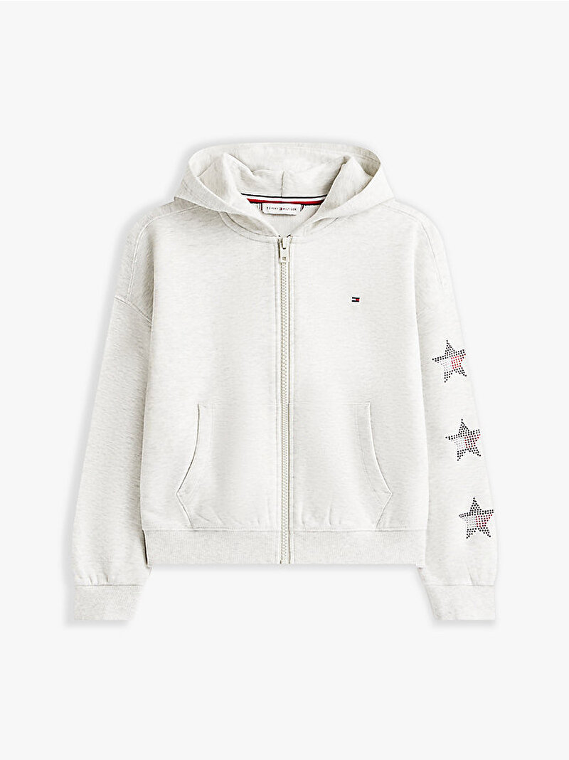 Kız Çocuk Star Zip Through Hoodie Gri KG0KG09129P09