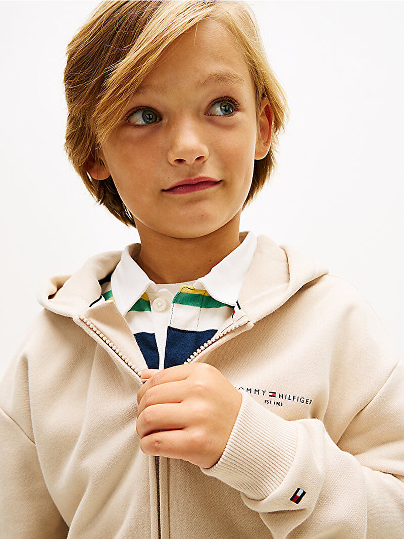 Çocuk Unisex Mini Corp Zip Through Sweatshirt Bej KS0KS00726ACI