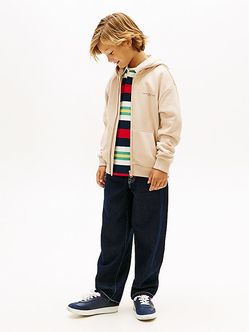 Çocuk Unisex Mini Corp Zip Through Sweatshirt Bej KS0KS00726ACI