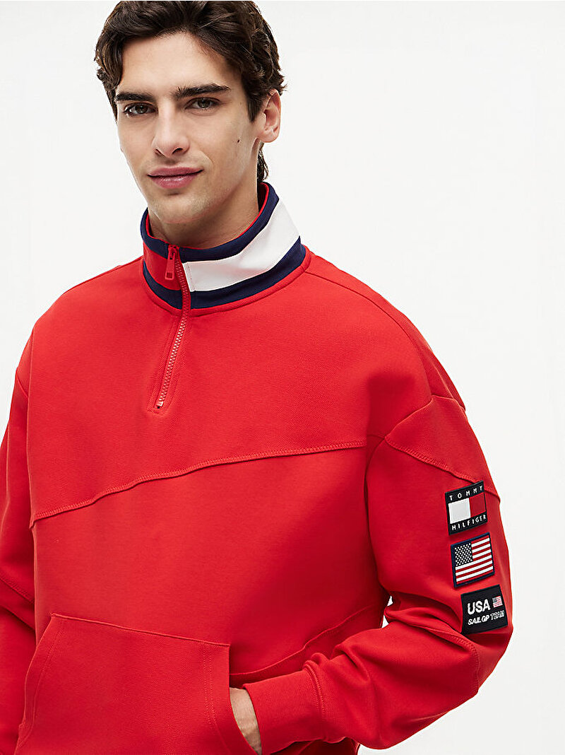 Unisex US Sail GP Sailing Hoodie Kırmızı MN0MN00028XNL