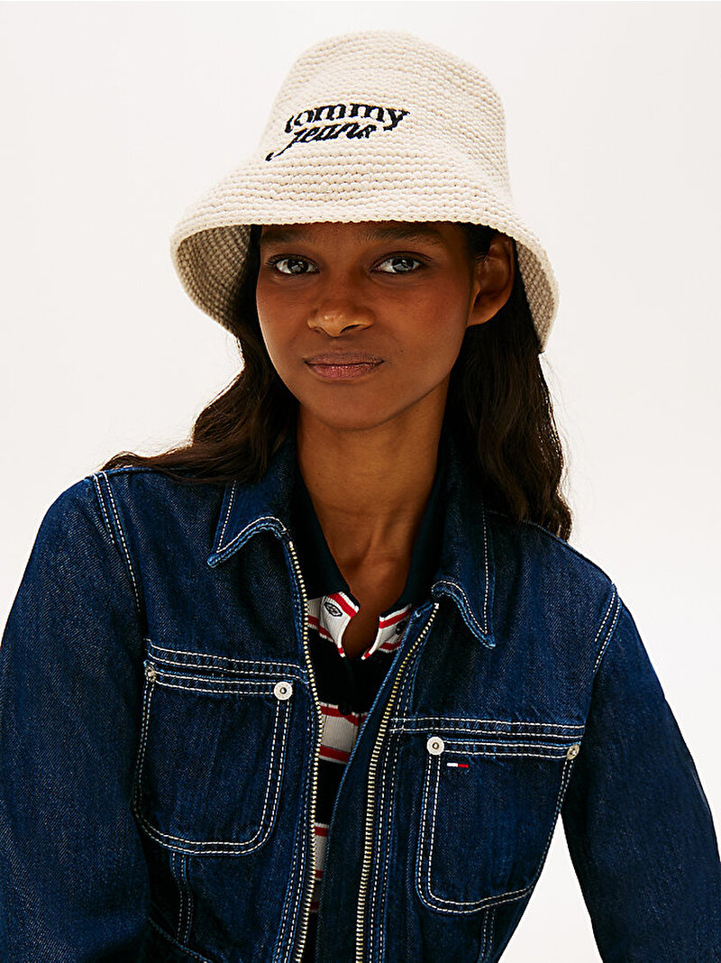 Kadın TJW Summer Knit Bucket Şapka Bej AW0AW18359ACG
