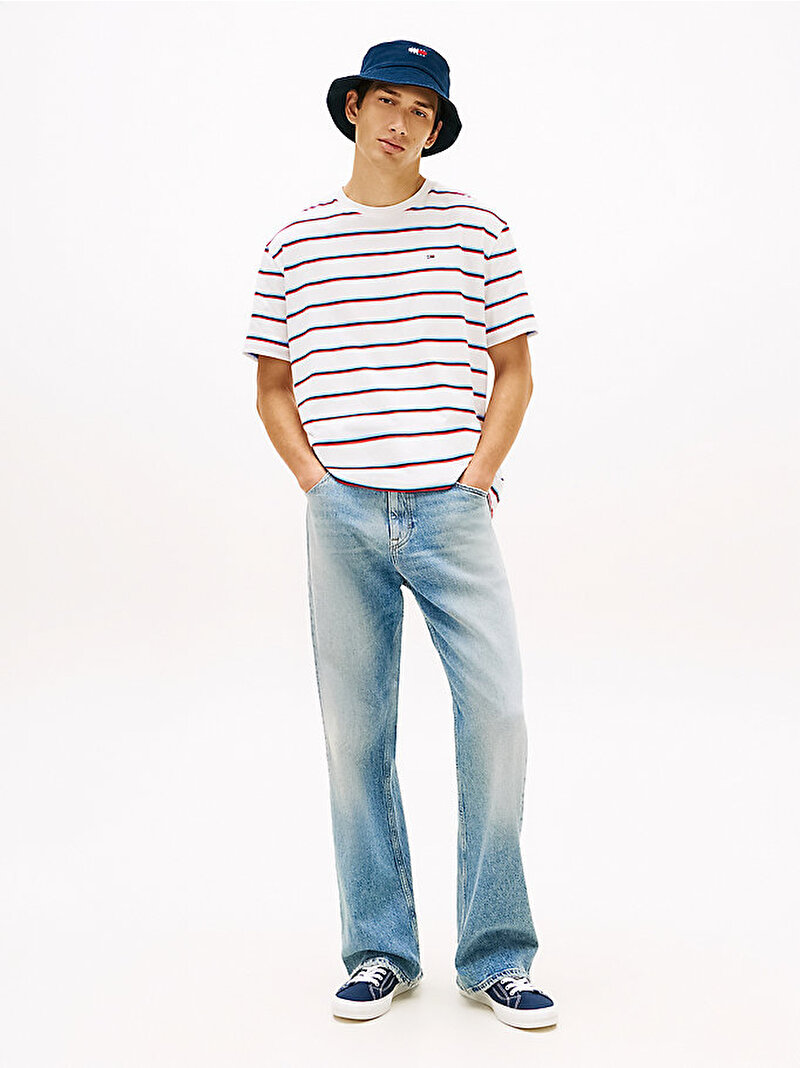 Erkek TJM Relax Stripe T-shirt Ekru DM0DM22516YBL
