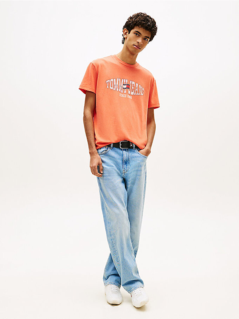 Erkek TJM Regular Waving T-shirt Kırmızı DM0DM22520XM2