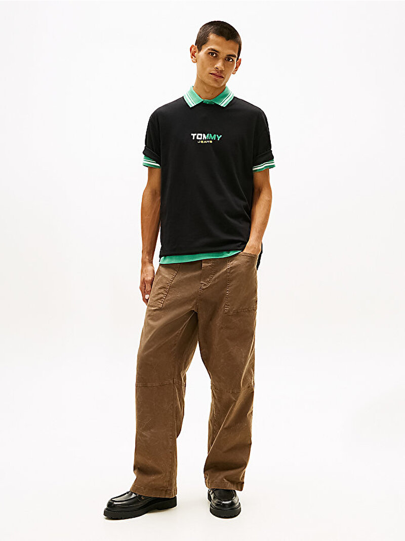 Erkek TJM Relax Backprint T-shirt Siyah DM0DM22534BDS