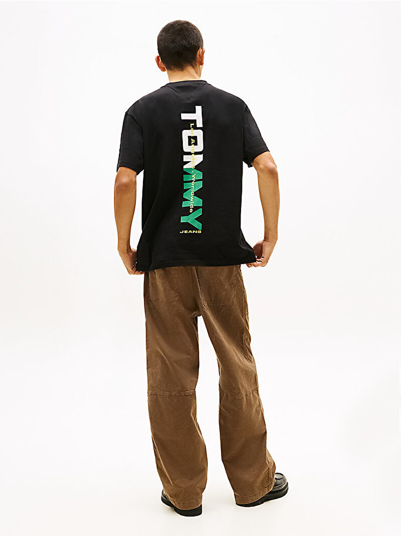 Erkek TJM Relax Backprint T-shirt Siyah DM0DM22534BDS