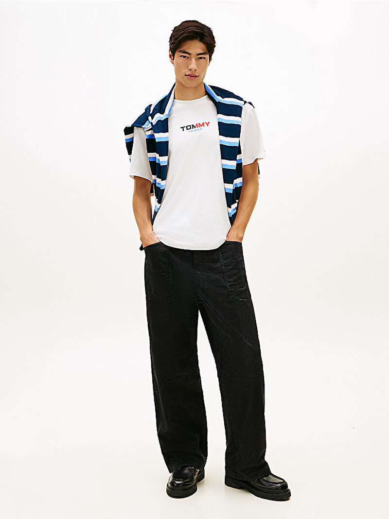 Erkek TJM Relax Backprint T-shirt Ekru DM0DM22534YBL