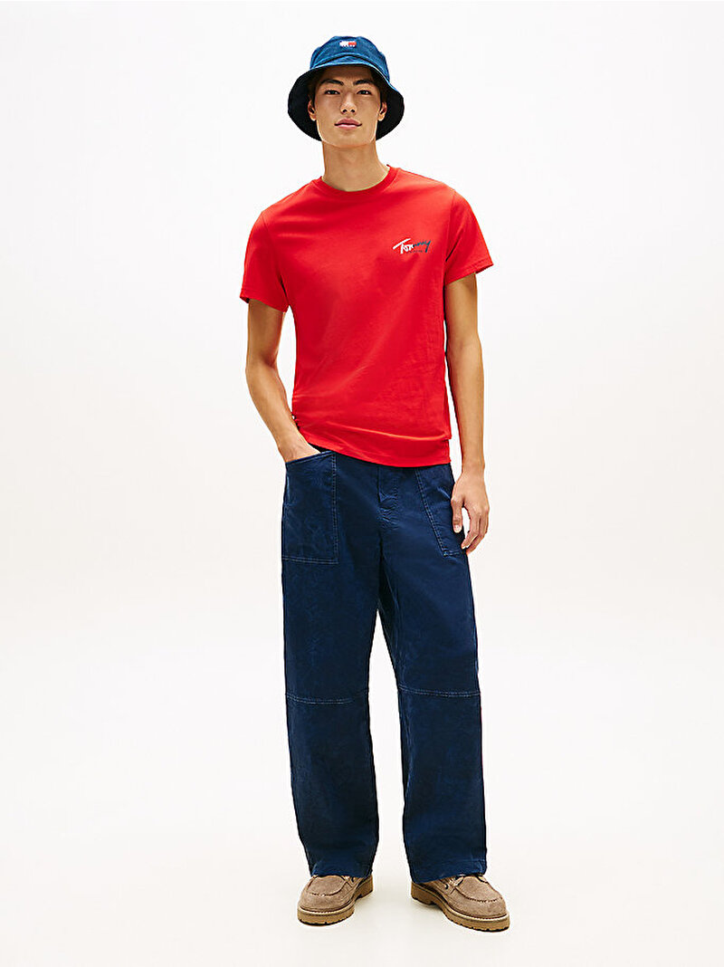 Erkek TJM Slim Sign Chest T-shirt Kırmızı DM0DM22538XL8