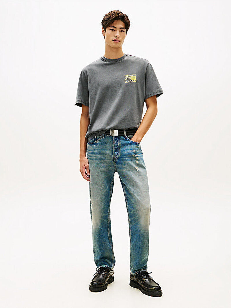 Erkek TJM 90s Bubble Flag T-shirt Siyah DM0DM22554BDS